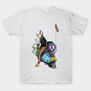 Retro Scooter, Classic Scooter, Scooterist, Scootering, Scooter Rider, Mod Art T-Shirt